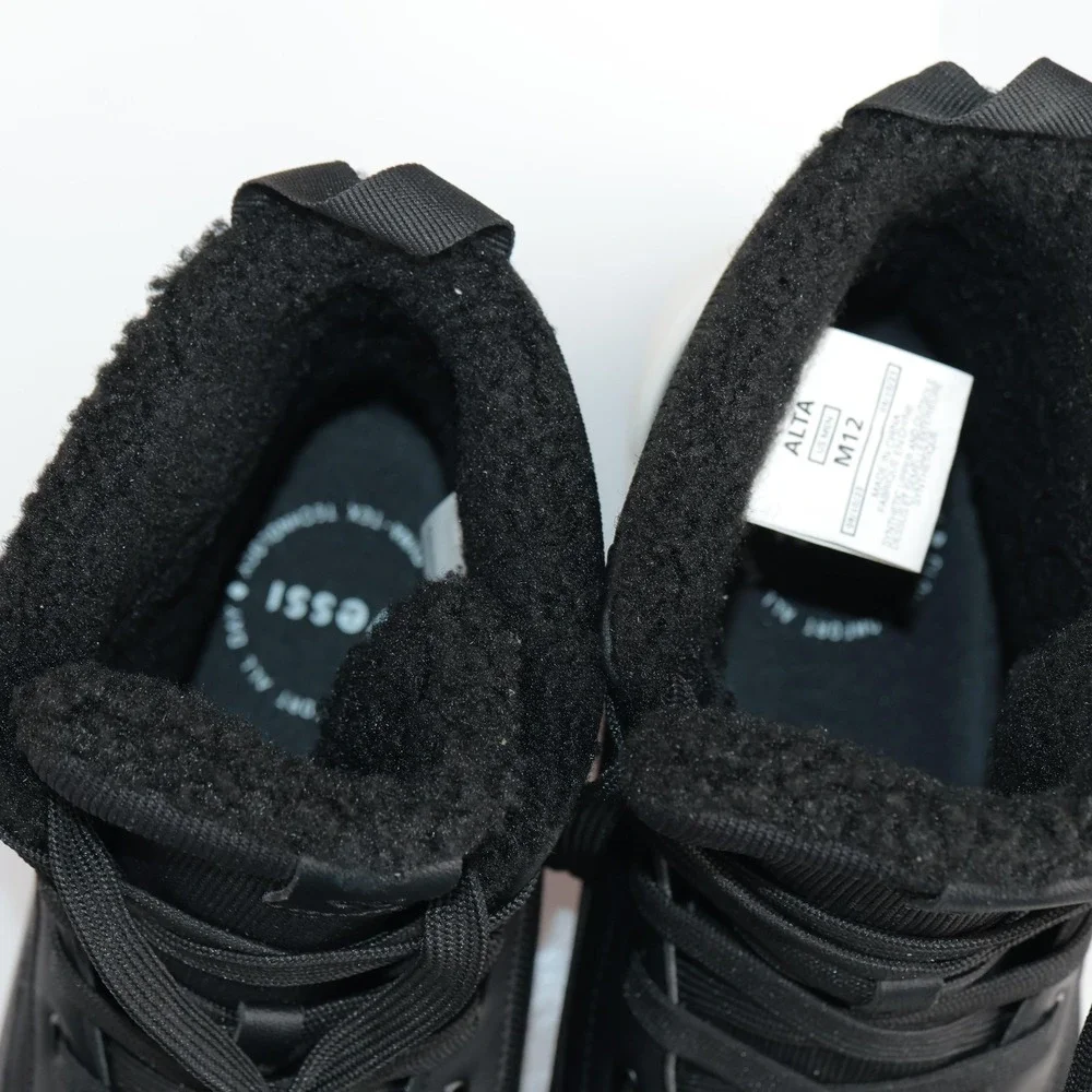 Vessi Mens Alta Boots Size 12 Black Waterproof Lace Up Fleece Lined Sneaker Shoe